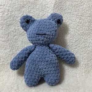 Crochet Blue Frog Plushie 9” Tall